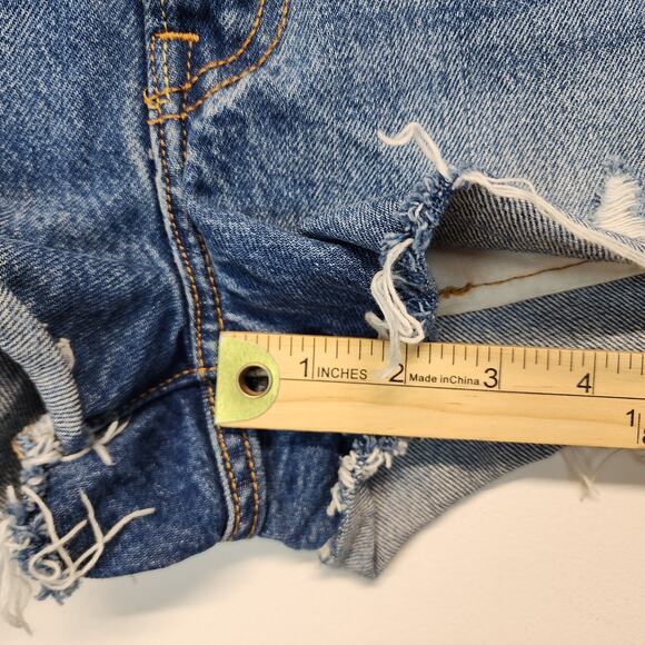 Levis 501 High Rise Cutoff Denim Shorts Size 27" Distressed Ripped 100% Cotton - Picture 10 of 12